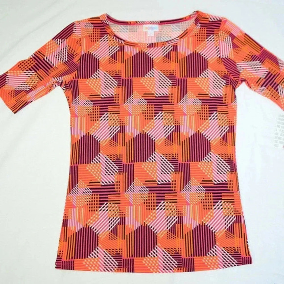 GIGI Pink Red Black Multicolored LULAROE Geometric - Picture 1 of 7